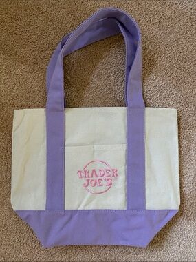 Trader Joe’s Purple and Cream Canvas Tote Bag